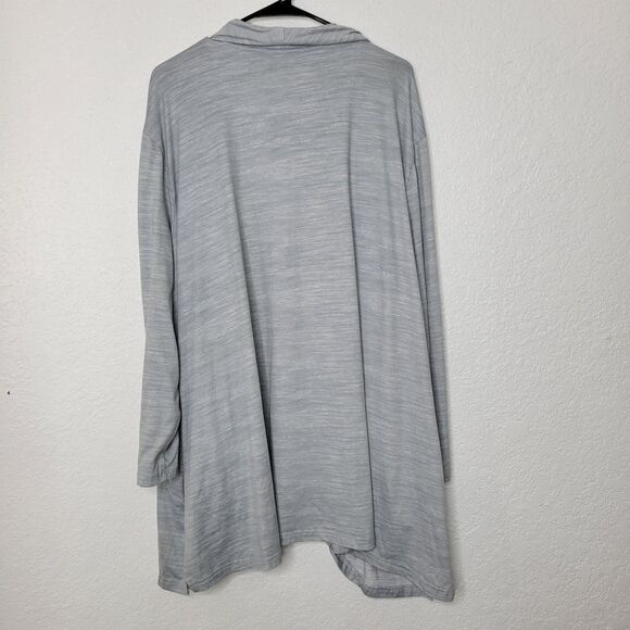 Muk Luks Women's Plus Size P4X Light Gray Open Front Drape Cardigan Sweater - Picture 3 of 9